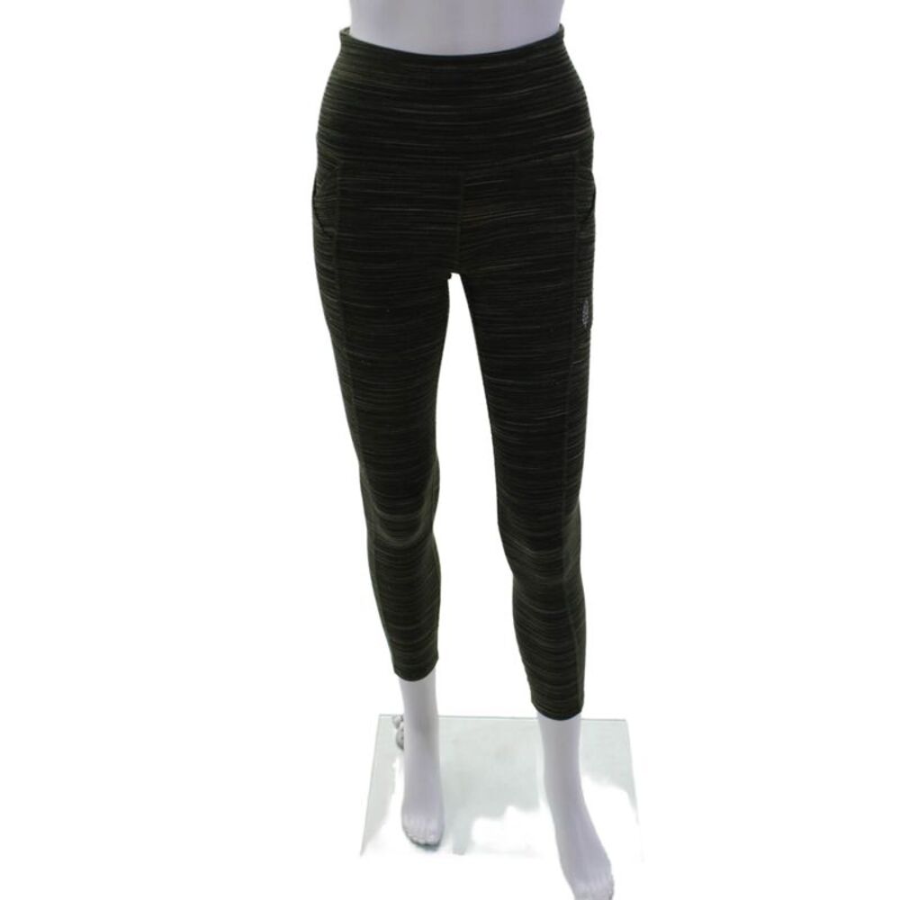 FP Movement Womens Striped High Rise Pull On Leggings Green Size Extra Small